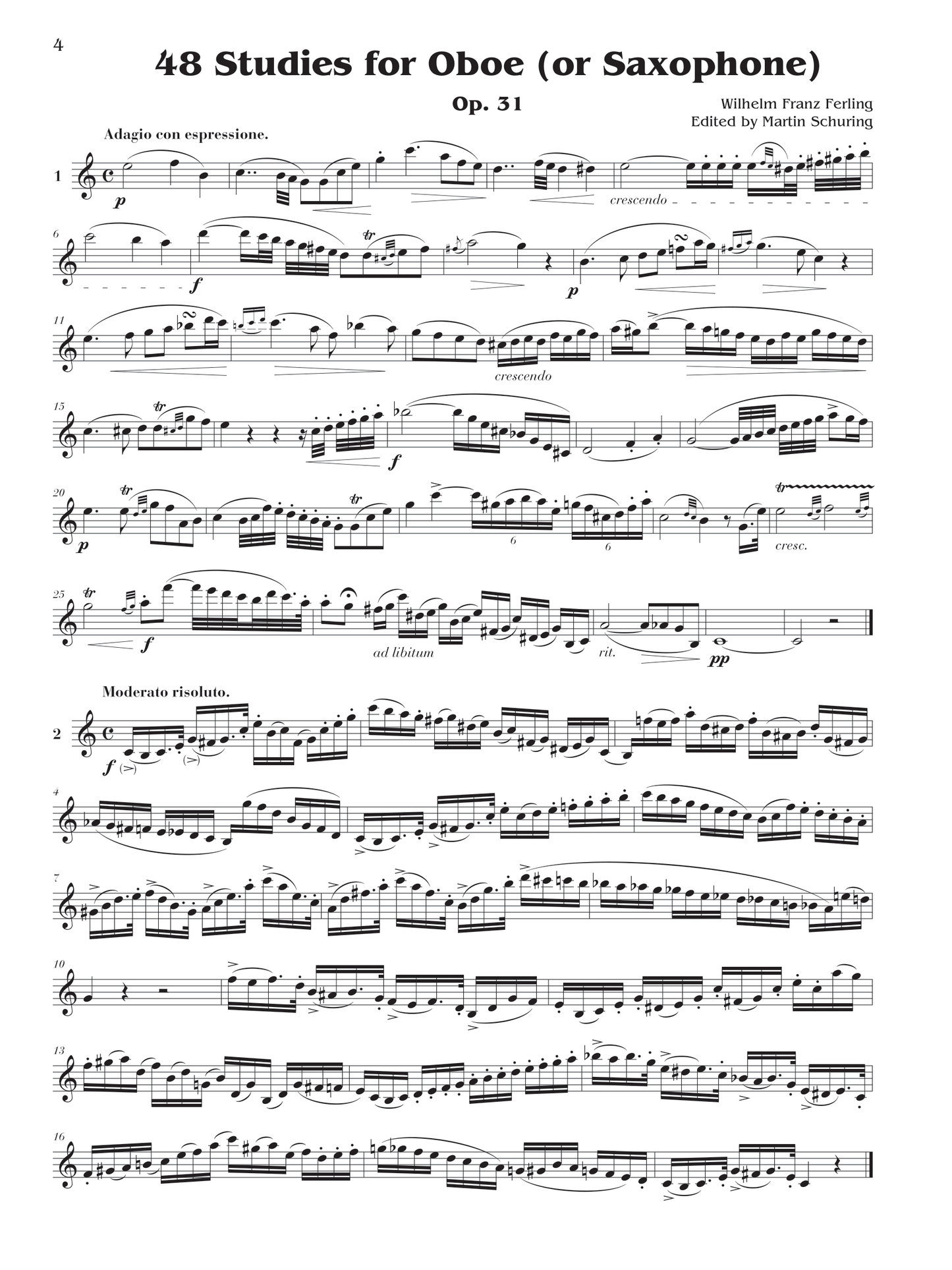 Ferling 48 Studies for Oboe, Kalmus Edition Alfred